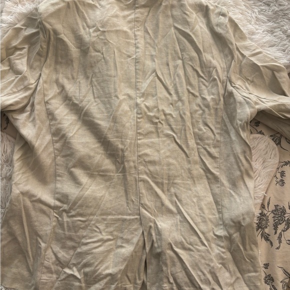 Love Tree Beige Linen Look Boyfriend Blazer Jacket Women’s Large - Picture 8 of 8